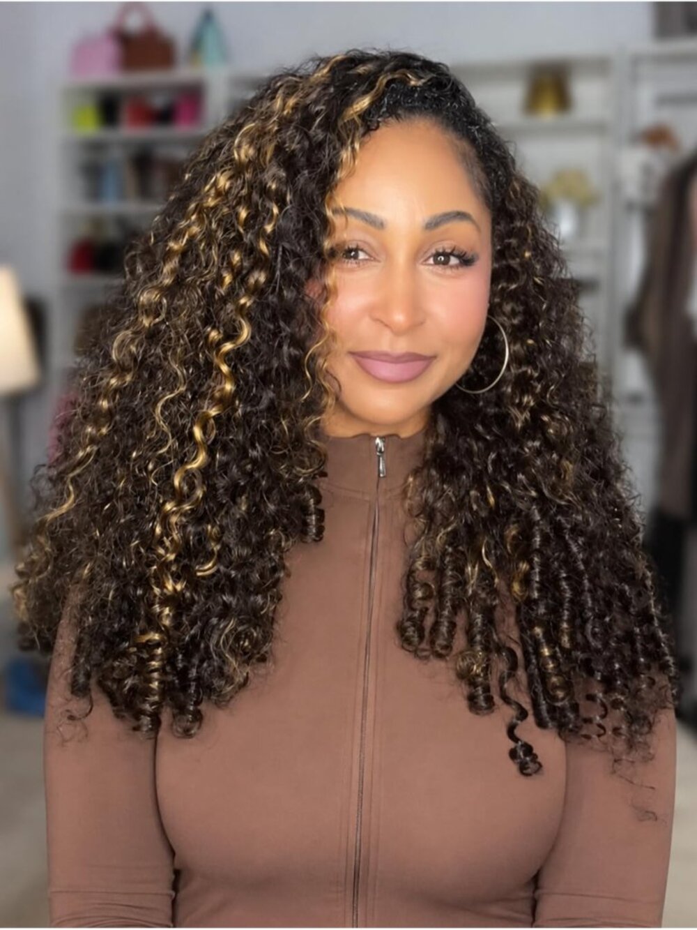 Women's Gold Blonde 16 Inch Burmese Curly Wigs With Spiral Ends Drawstring Wigs